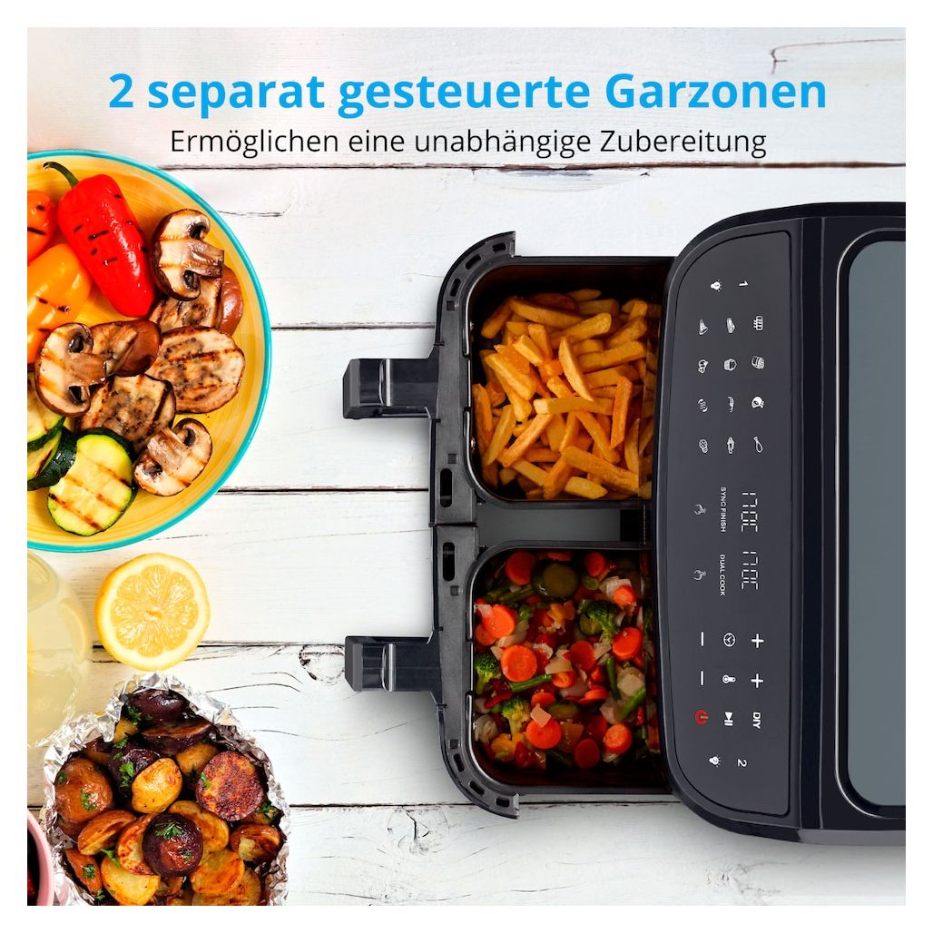 Life P20 XXL MD11760 Doppel Heißluftfritteuse 8,7 l 2600 W  (Schwarz) 