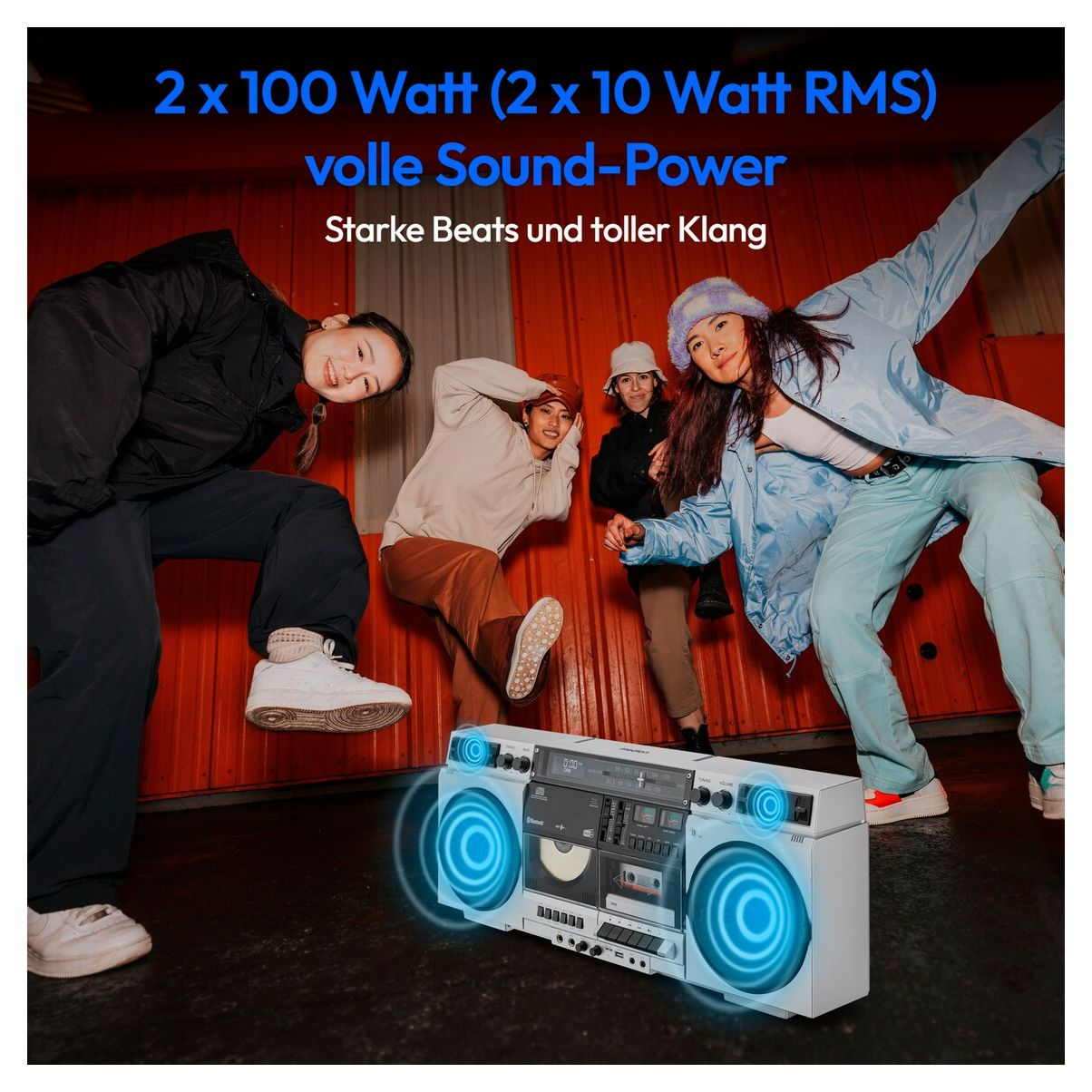 Life P66538 Retro Boombox DAB+, FM, PLL 20 W Bluetooth  (Weiß) 