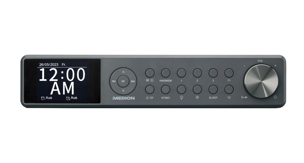 Life P66750 Bluetooth DAB+, PLL, UKW Radio Uhr  (Grau) 