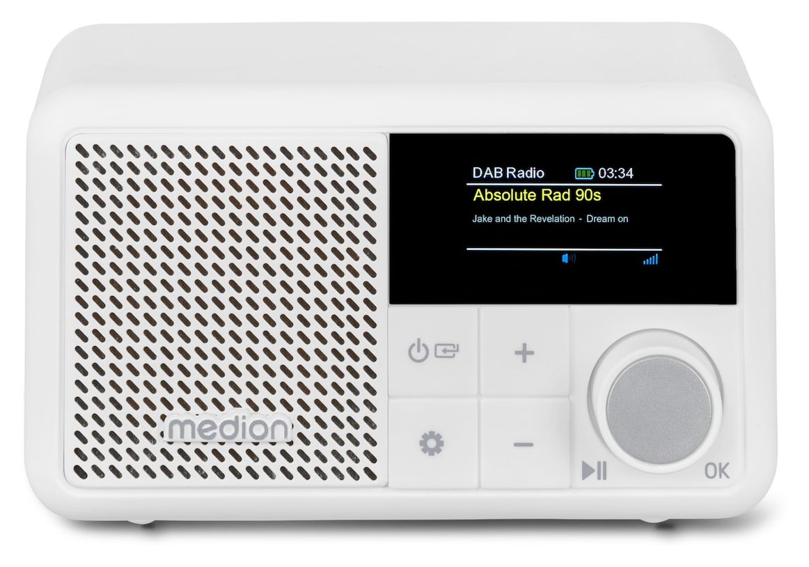 Life S66822 Bluetooth DAB+, UKW Radio Tragbar IPX1  (Weiß) 