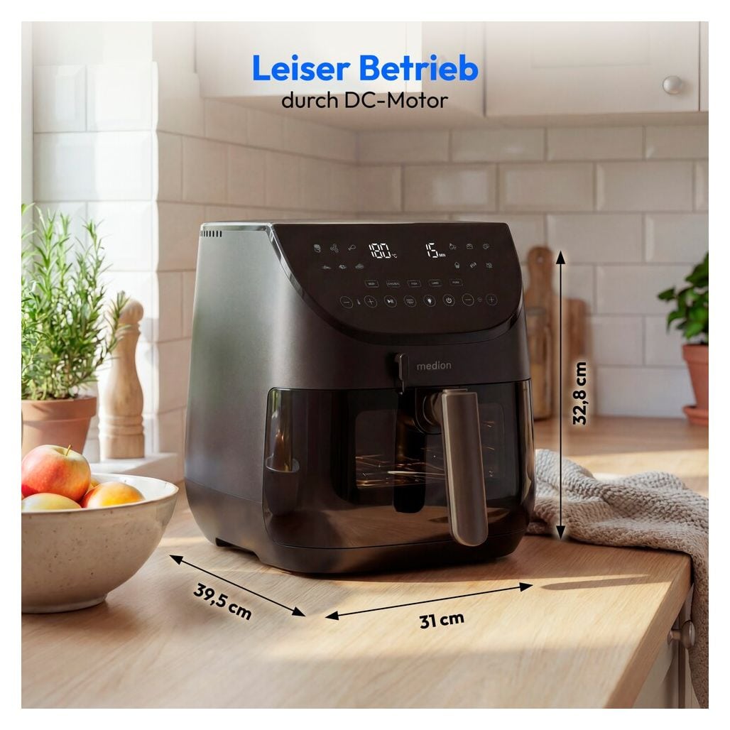 Life X20 XL MD13060 Heißluftfritteuse 6,6 l  (Schwarz) 