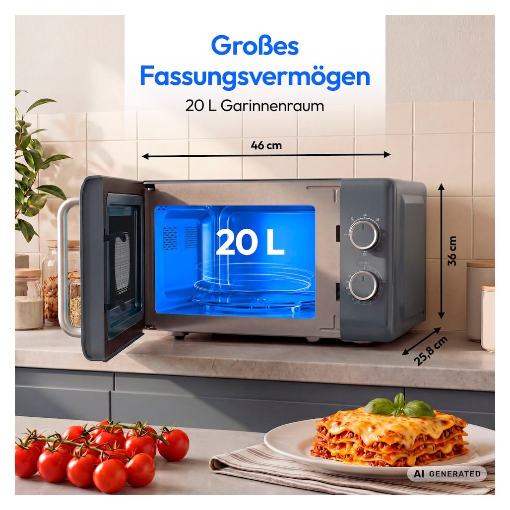 MD100119 Standgeräte Solo 800 W Größe: klein 5 Stufen Grill  (Grau) 