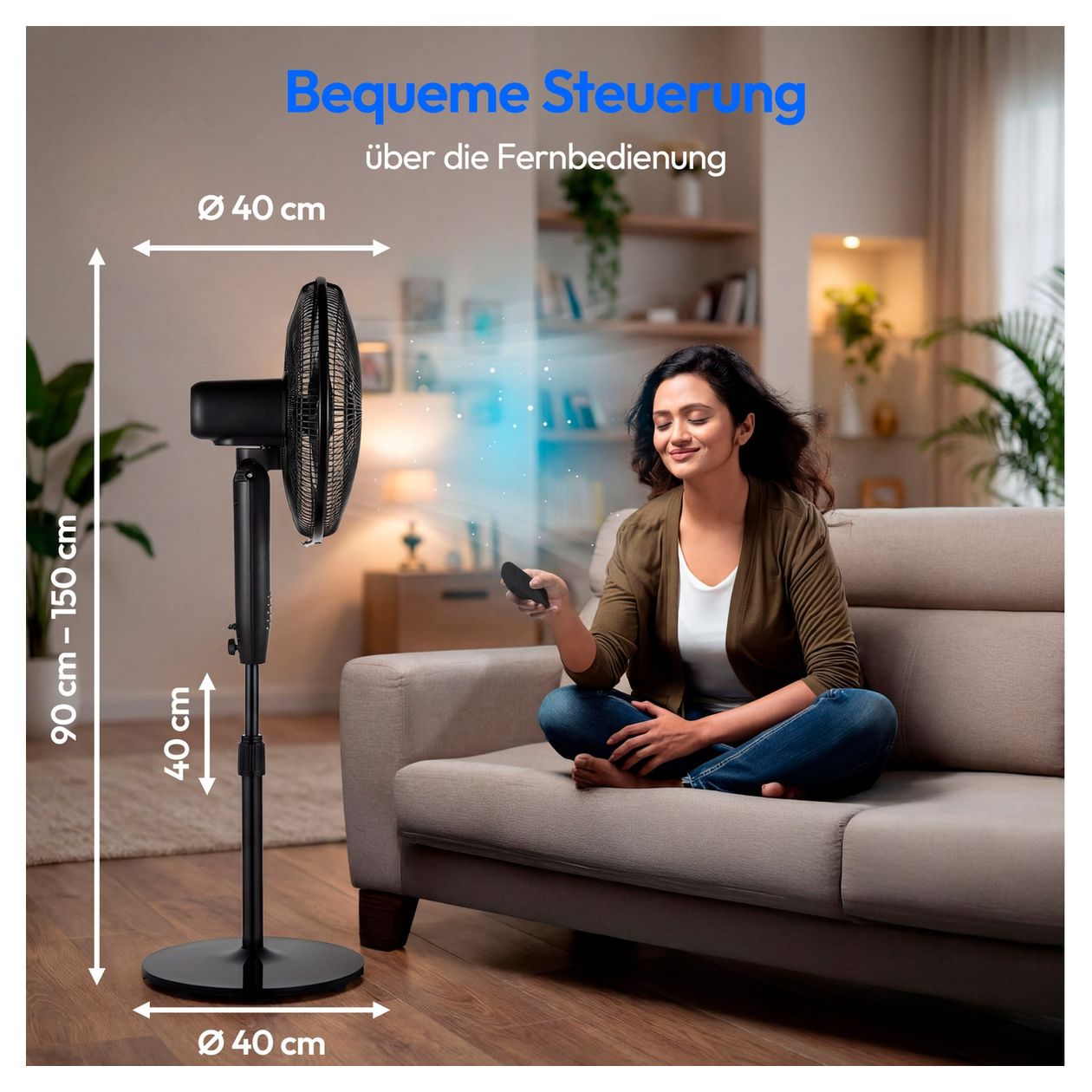 MD 12069 Ventilator Stand neigbar 56 dB  (Schwarz) 