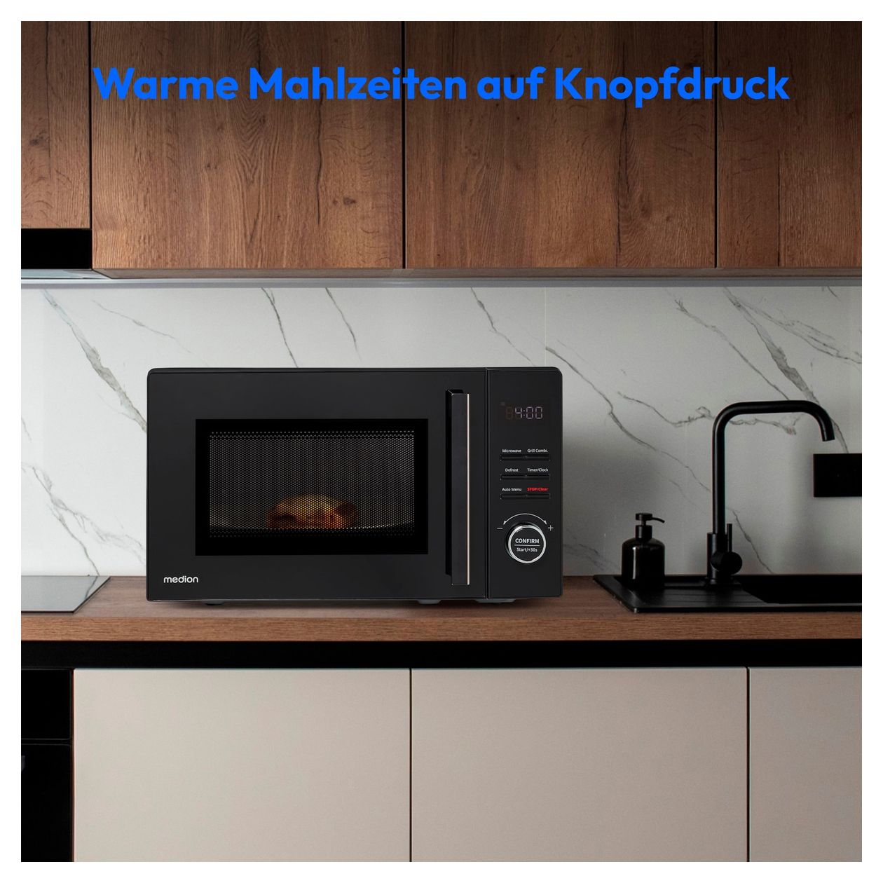 MD12021 Freistehende Mikrowelle 800 W Größe: klein 5 Stufen Grill  (Schwarz) 