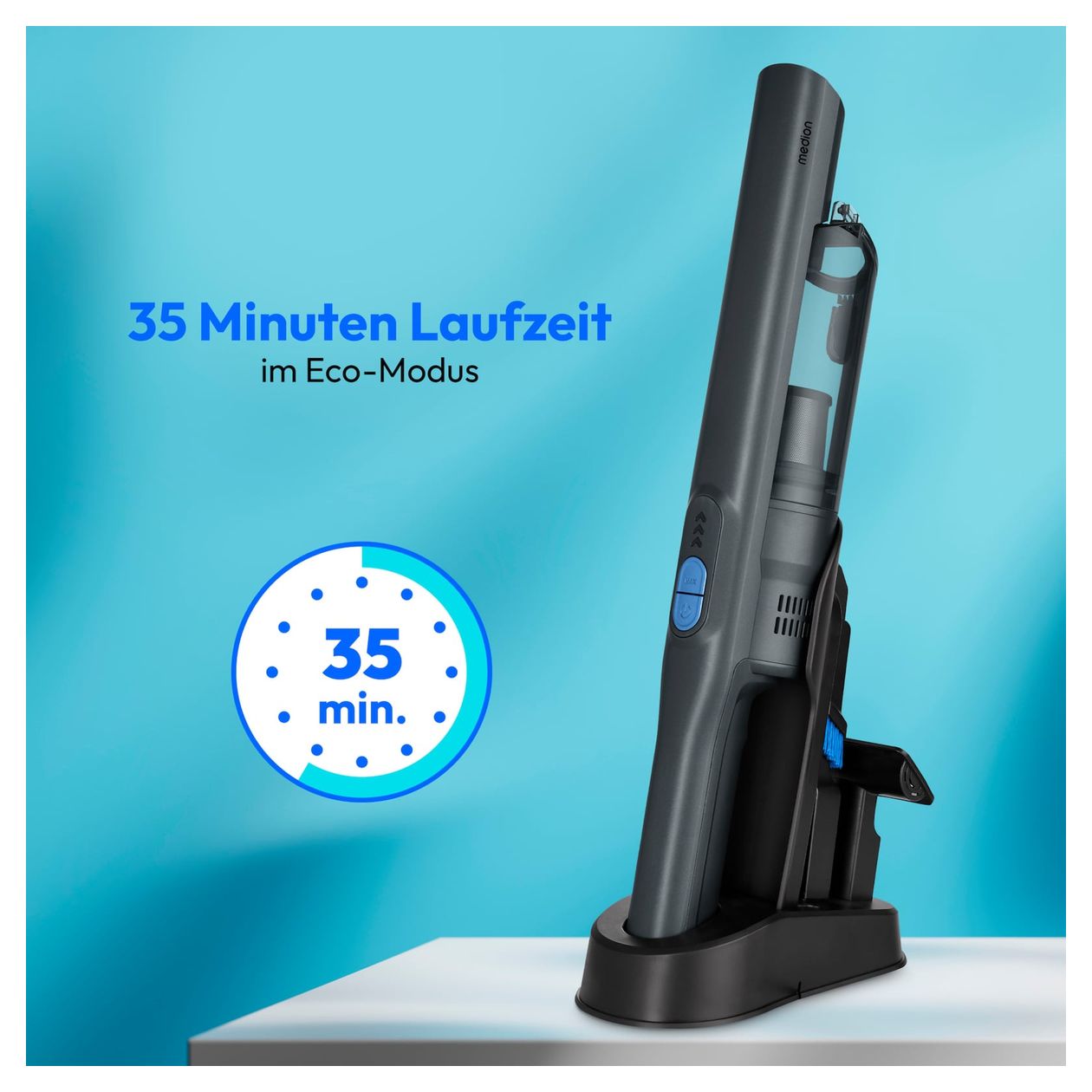 MD12057 Handstaubsauger Beutellos bis 15 min Laufzeit 14,8 V  (Grau) 