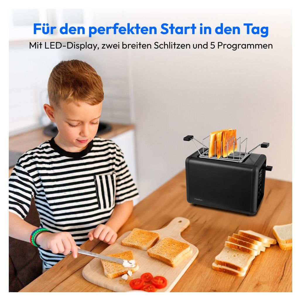 MD12102 Toaster 850 W 2 Scheibe(n) 7 Stufen  (Schwarz) 