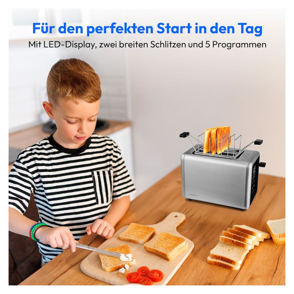 MD12102 Toaster 850 W 2 Scheibe(n) 7 Stufen  (Silber, Schwarz) 