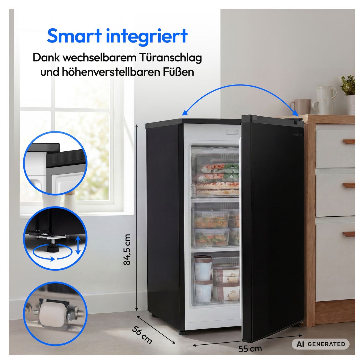 MD370018 85 l Gefrierschrank 105 kWh Jahr  (Schwarz) 