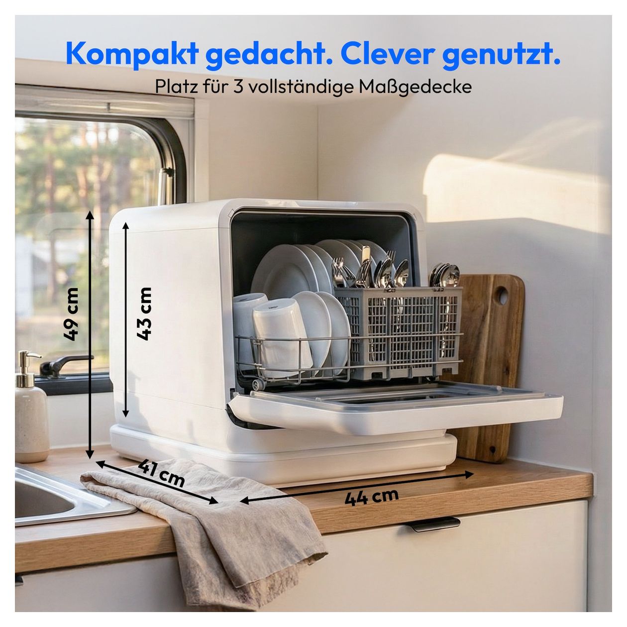 MD370022 45 cm Geschirrspüler freistehend 3 Maßgedecke (Weiß) 
