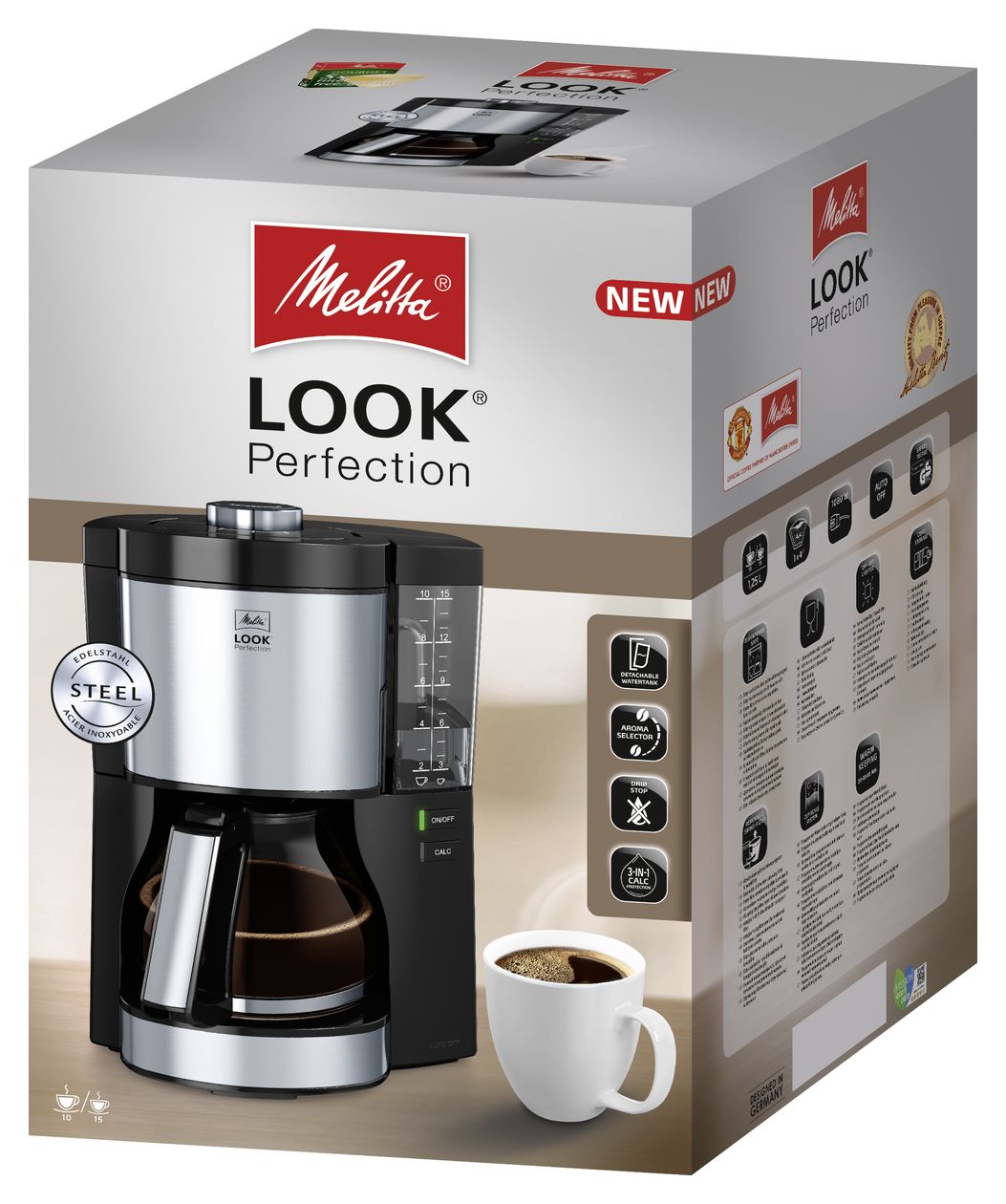 1025-06 15 Tassen Filterkaffeemaschine  (Schwarz, Silber) 