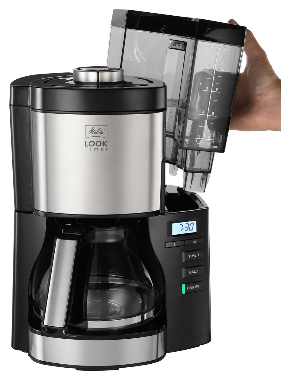 1025-08 Look V Timer 15 Tassen Filterkaffeemaschine  (Schwarz, Silber) 