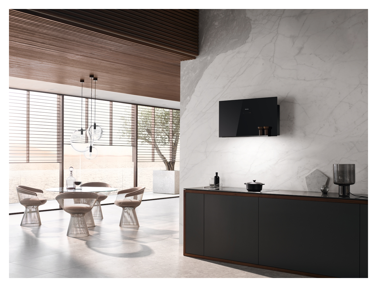 DA9092W Abluft/Umluft Dunstabzugshaube/Esse Wand 88 cm (Schwarz) 