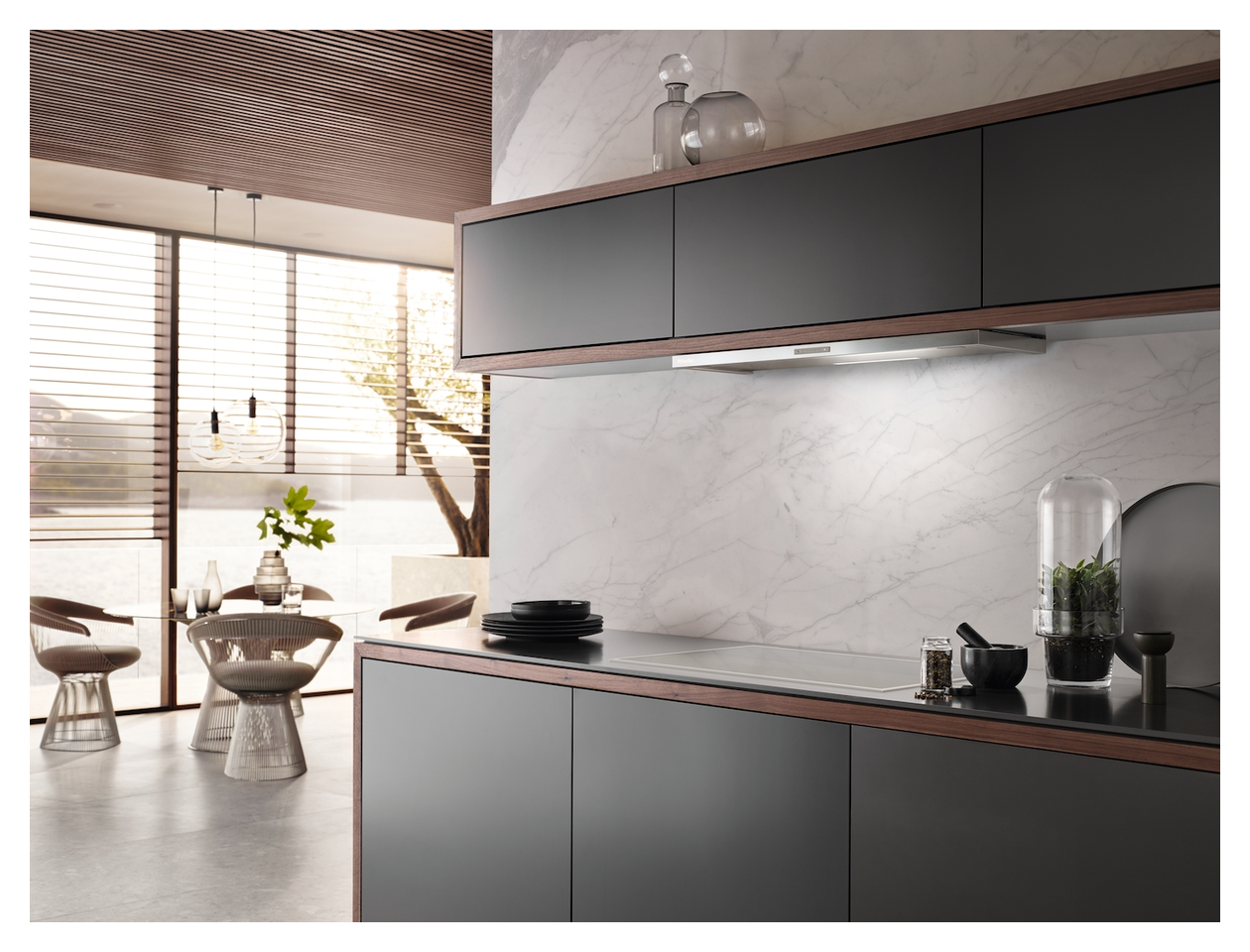 DAS2920 Abluft/Umluft Dunstabzugshaube/Esse Unterbau 896 mm (Grau) 