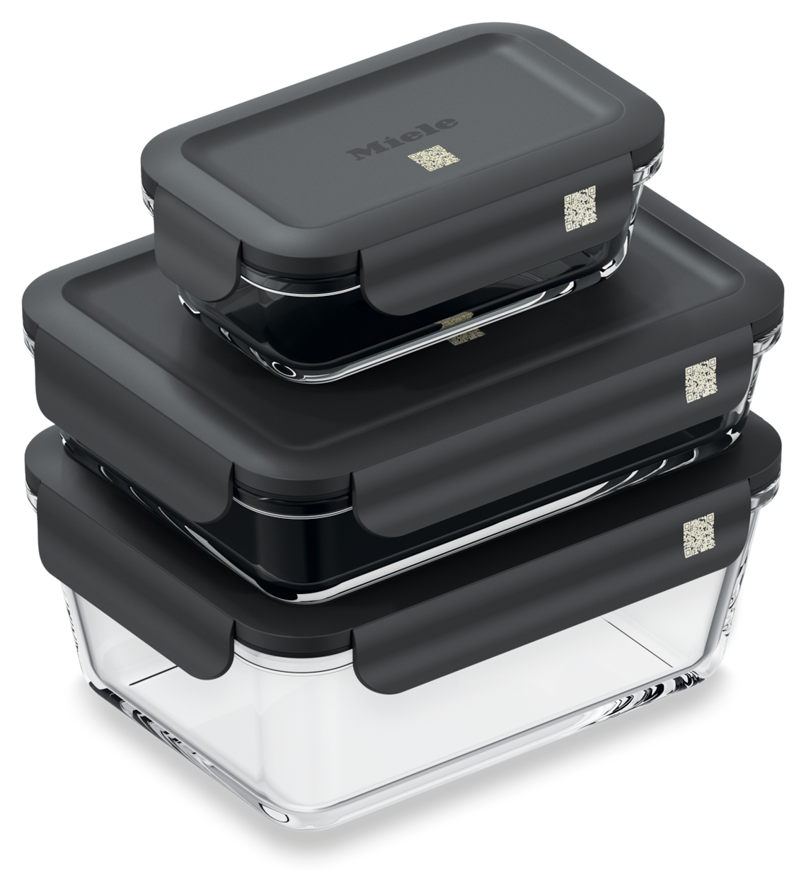 GaLa-Set Gourmet-Box Set (3-teilig) Container Rechteckig 3 l Borosilikatglas (Schwarz, Transparent) 