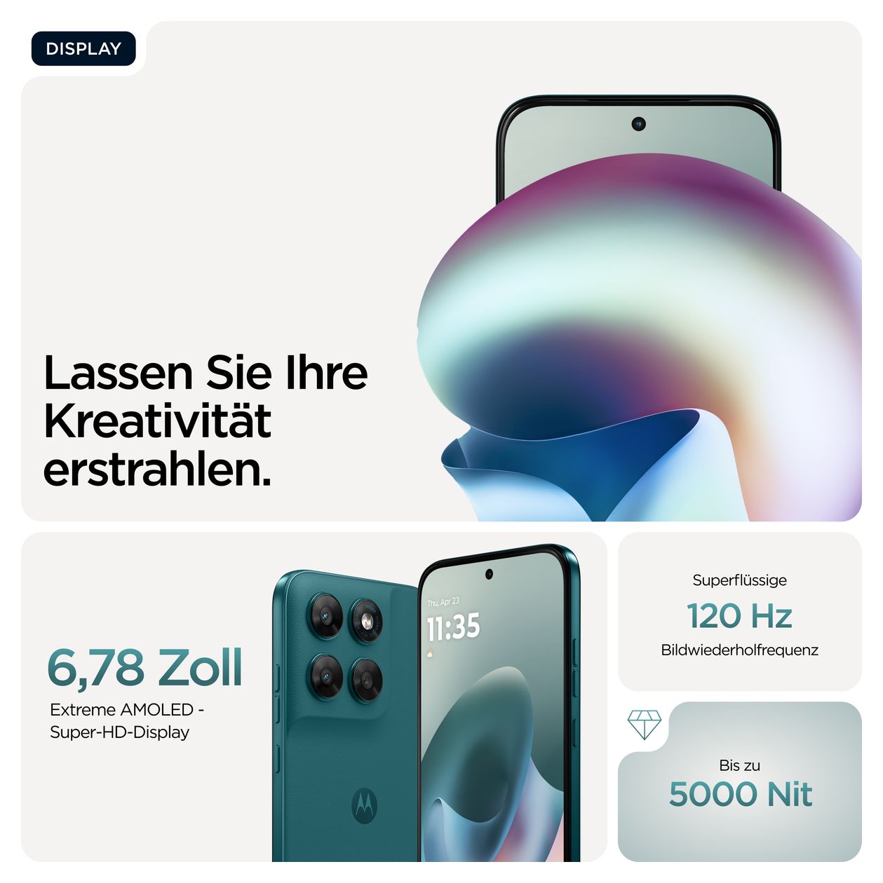 Moto G77 256 GB 5G Smartphone 17,3 cm (6.8 Zoll) 2,5 GHz Android 108 MP Dual Kamera Dual Sim WiFi 5 (PANTONE Shaded Spruce) 