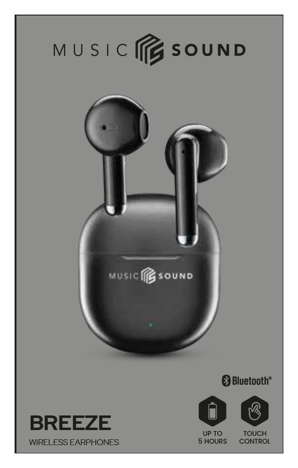 Breeze In-Ear Bluetooth Kopfhörer Kabellos TWS 4,5 h Laufzeit  (Schwarz) 