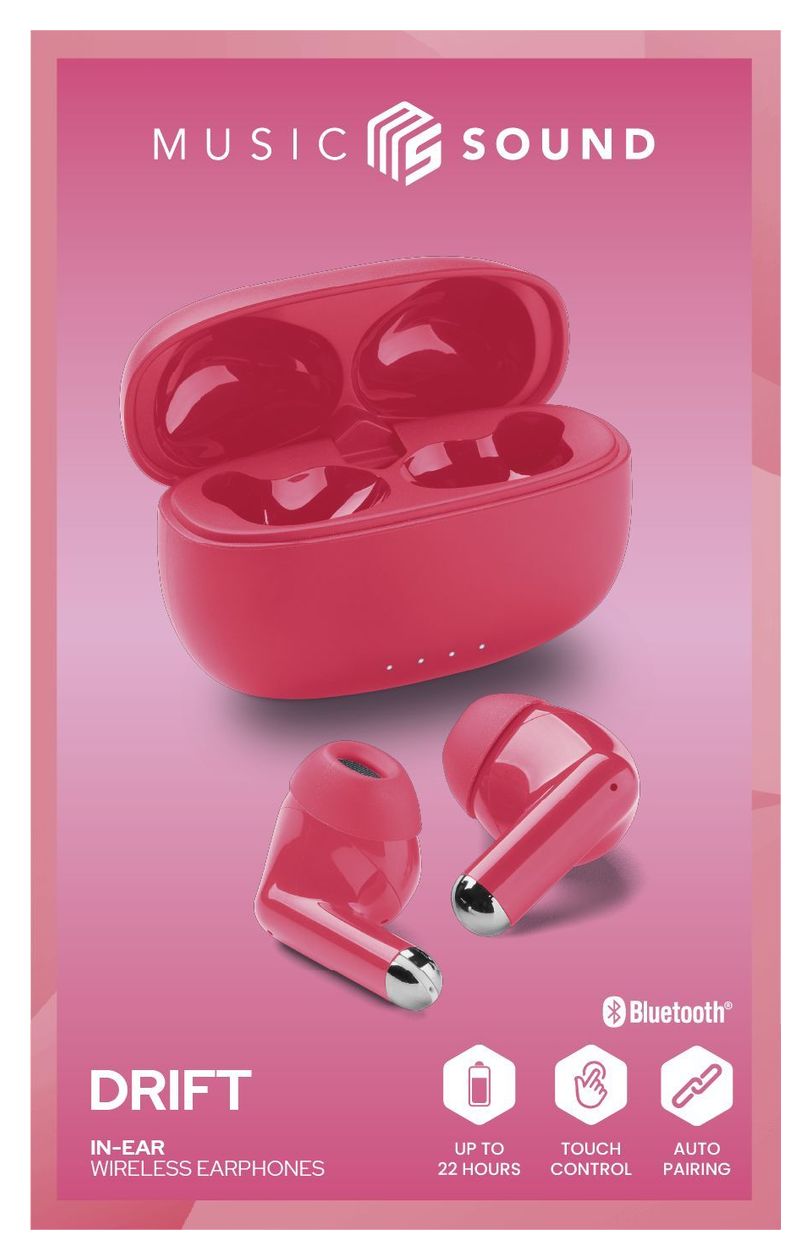 Drift In-Ear Bluetooth Kopfhörer Kabellos TWS  (Pink) 