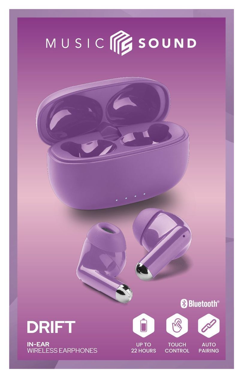 Drift In-Ear Bluetooth Kopfhörer Kabellos TWS  (Violett) 