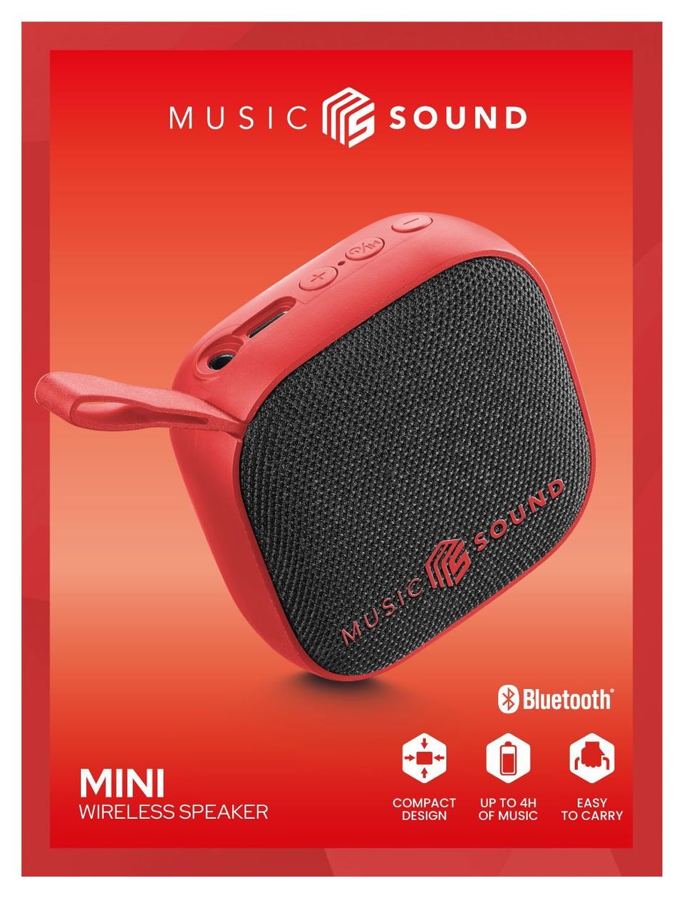 Mini 3 W Bluetooth Lautsprecher Laufzeit bis 4 h  (Rot) 