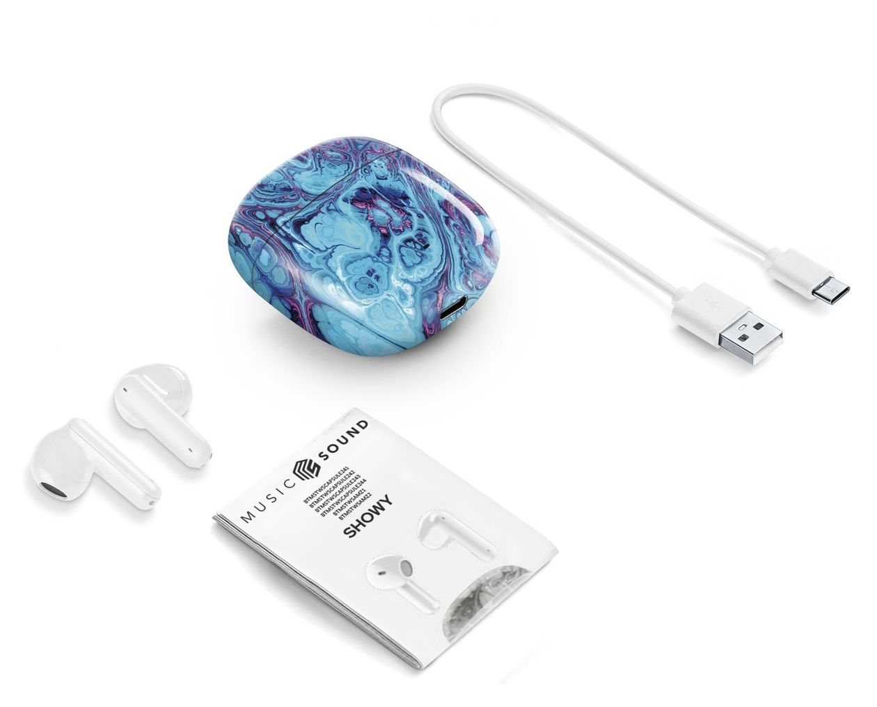 Showy In-Ear Bluetooth Kopfhörer Kabellos TWS  (Hellblau) 