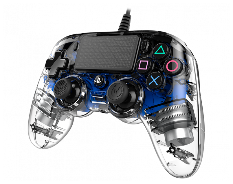 Wired Illuminated Compact Controller Analog / Digital Gamepad PC, PlayStation 4 Windows/PS4 Kabelgebunden (Blau, Transparent) 