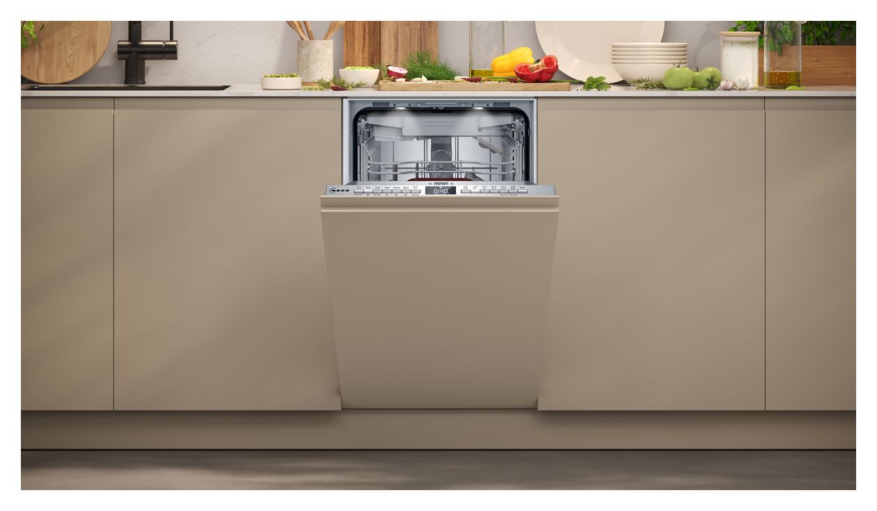 N50 S855EMX34E 45 cm Geschirrspüler vollintegriert (ohne Front) Leise 10 Maßgedecke aquaStop Funktion Wärmetauscher/Türöffnungstrocknung 
