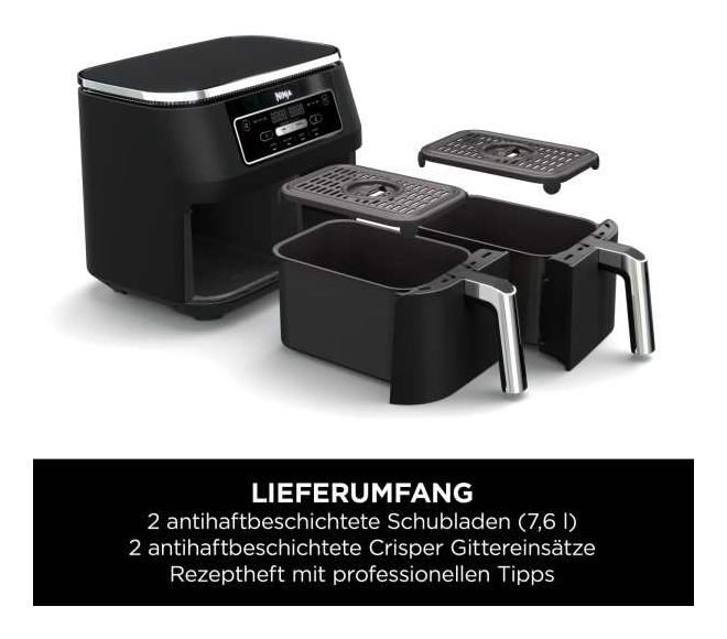 AF200EU Doppel Heißluftfritteuse 7,6 l 2400 W  (Schwarz) 