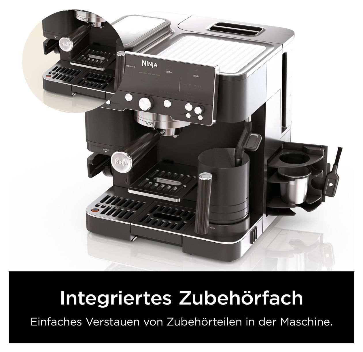 ES601EU Siebträger Kaffeemaschine 1650 W  (Schwarz, Edelstahl) 