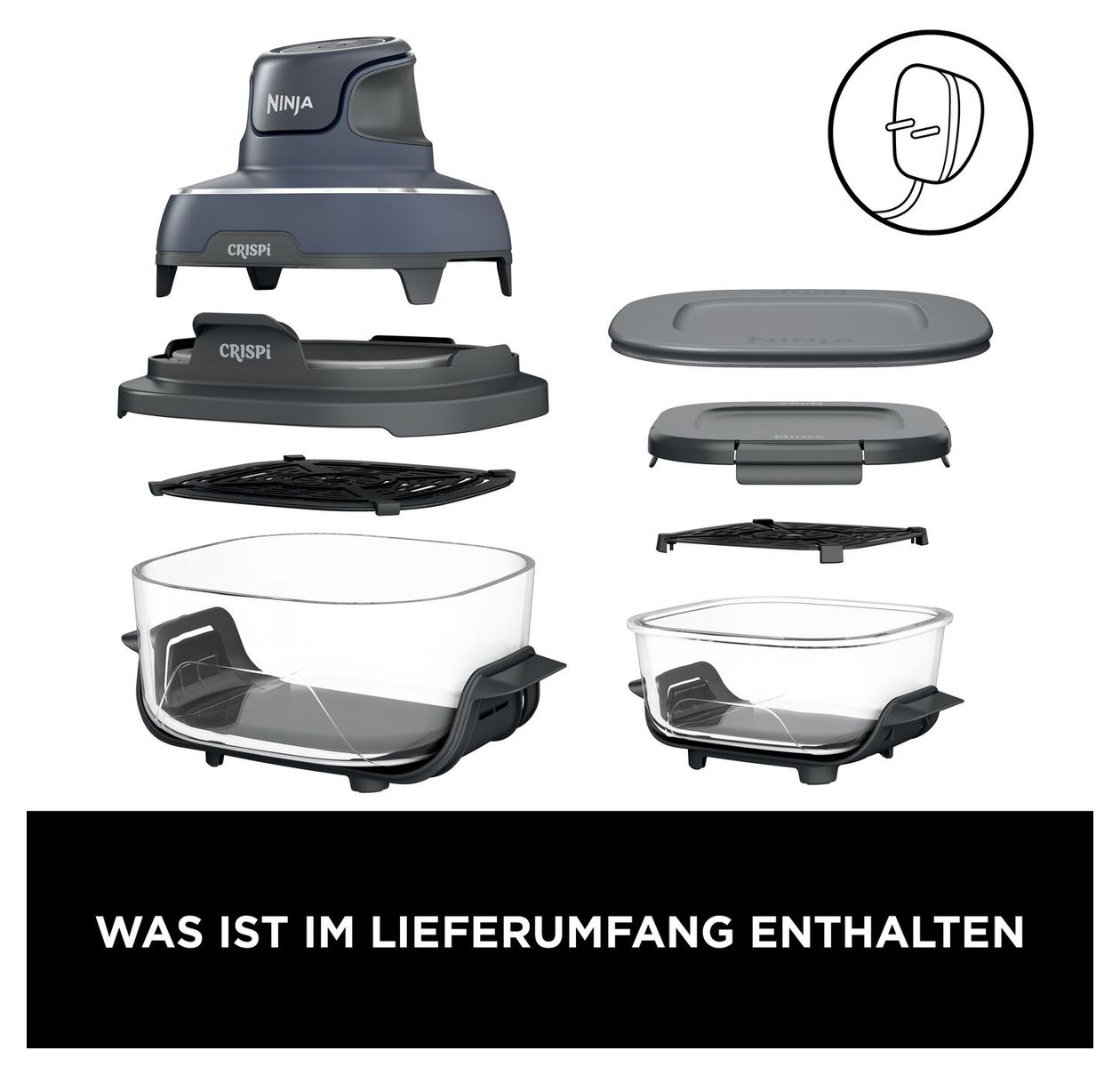 FN101EU Crispi Heißluftfritteuse 3,8 l 1700 W (Blau, Grau, Transparent) 