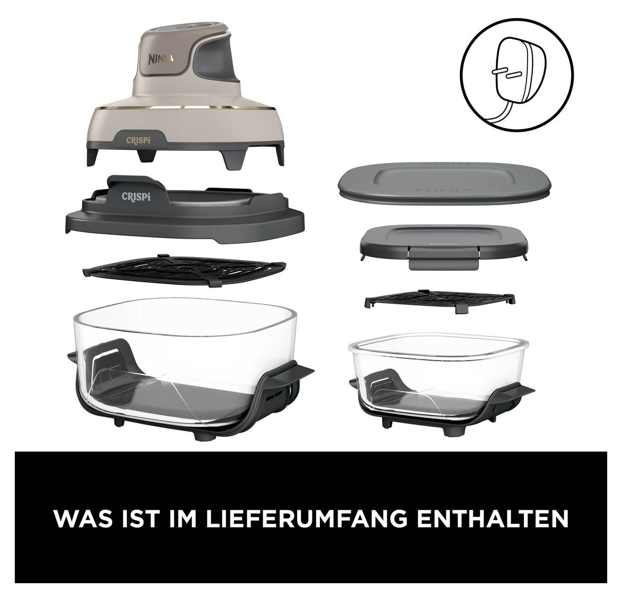 FN101EU Crispi Heißluftfritteuse 3,8 l 1700 W (Grau, Steinfarbe, Transparent) 