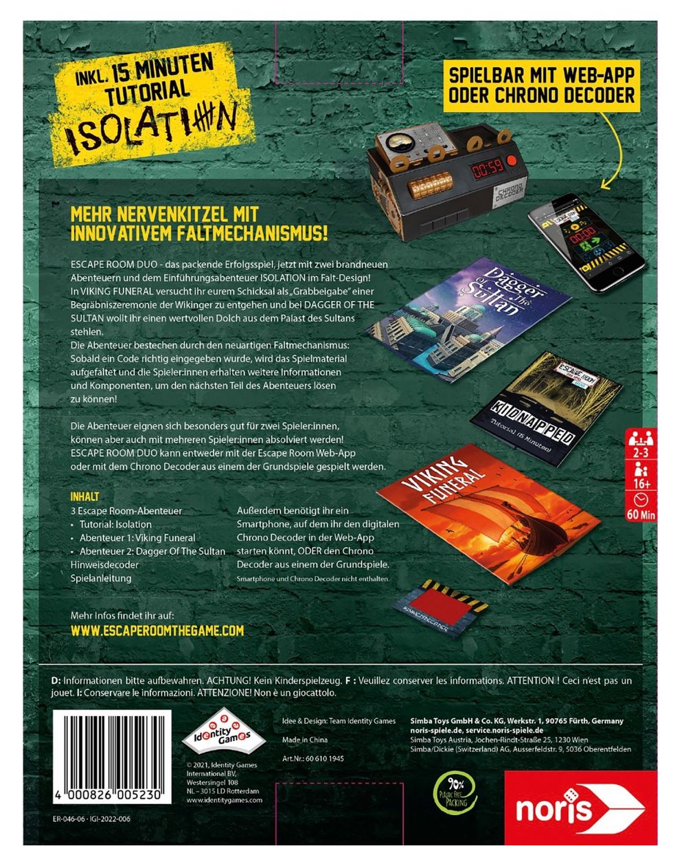 Escape Room Das Spiel Duo - Sultan & Vikings Brettspiel bis zu 3 Spielern ab 16 Jahr(e) 