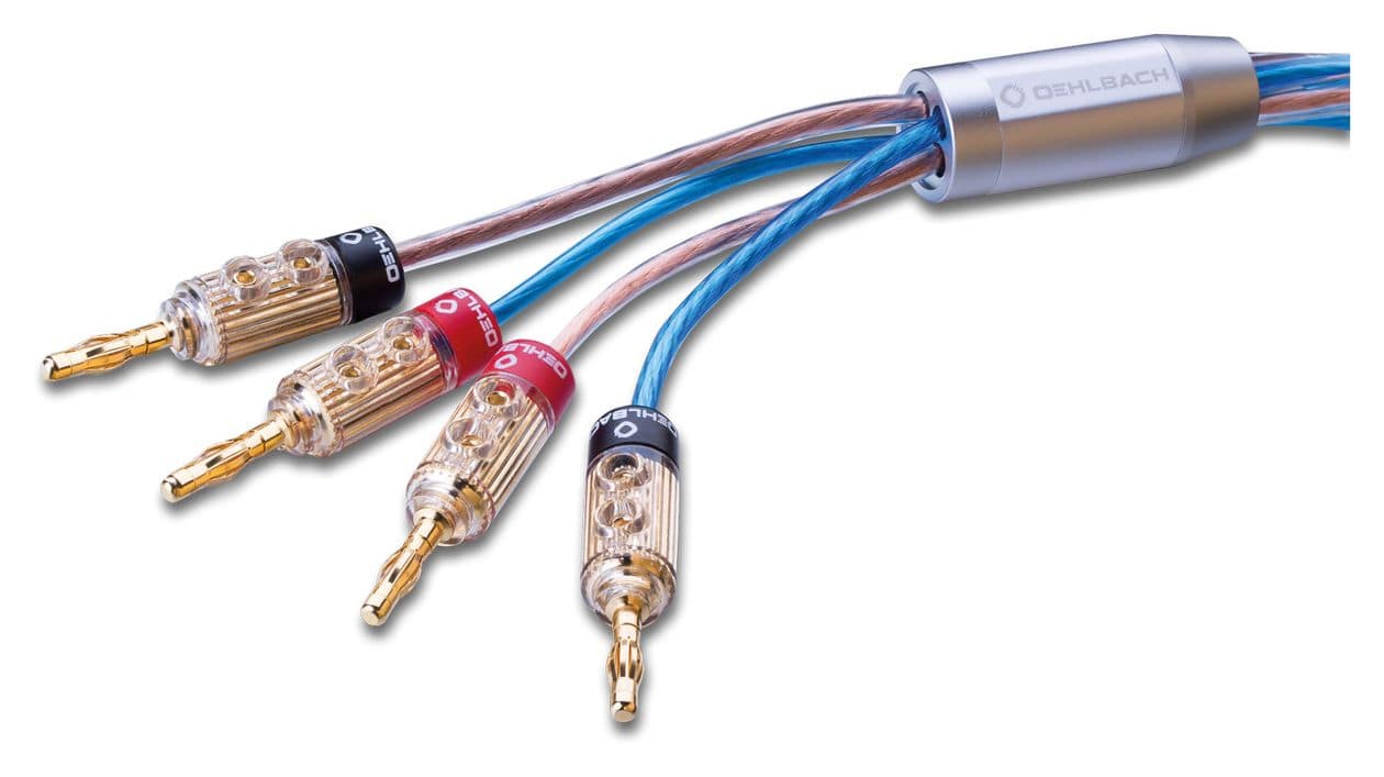Bi-Tech 4.4B Lautsprecherkabel-Set Stecker Bananenstecker auf Bananenstecker 2 m  (Blau/Kupfer) 