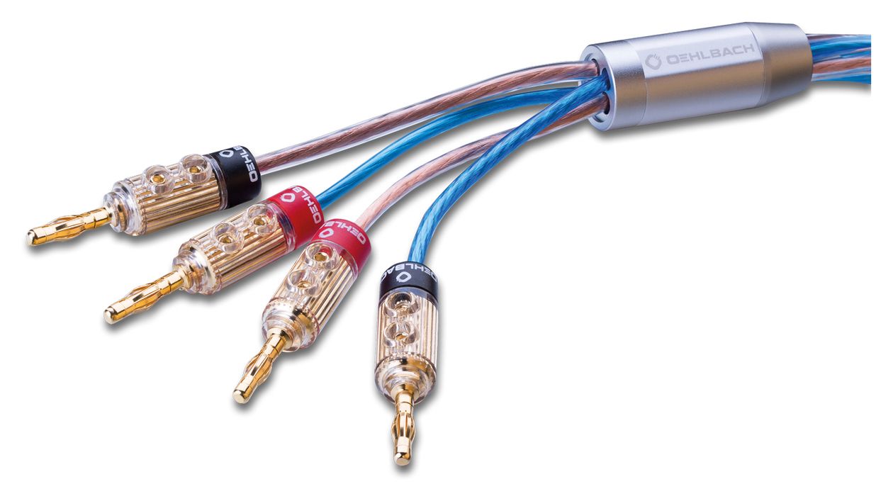 Bi-Tech 4.4B Lautsprecherkabel-Set Stecker Bananenstecker auf Bananenstecker 3 m  (Blau/Kupfer) 