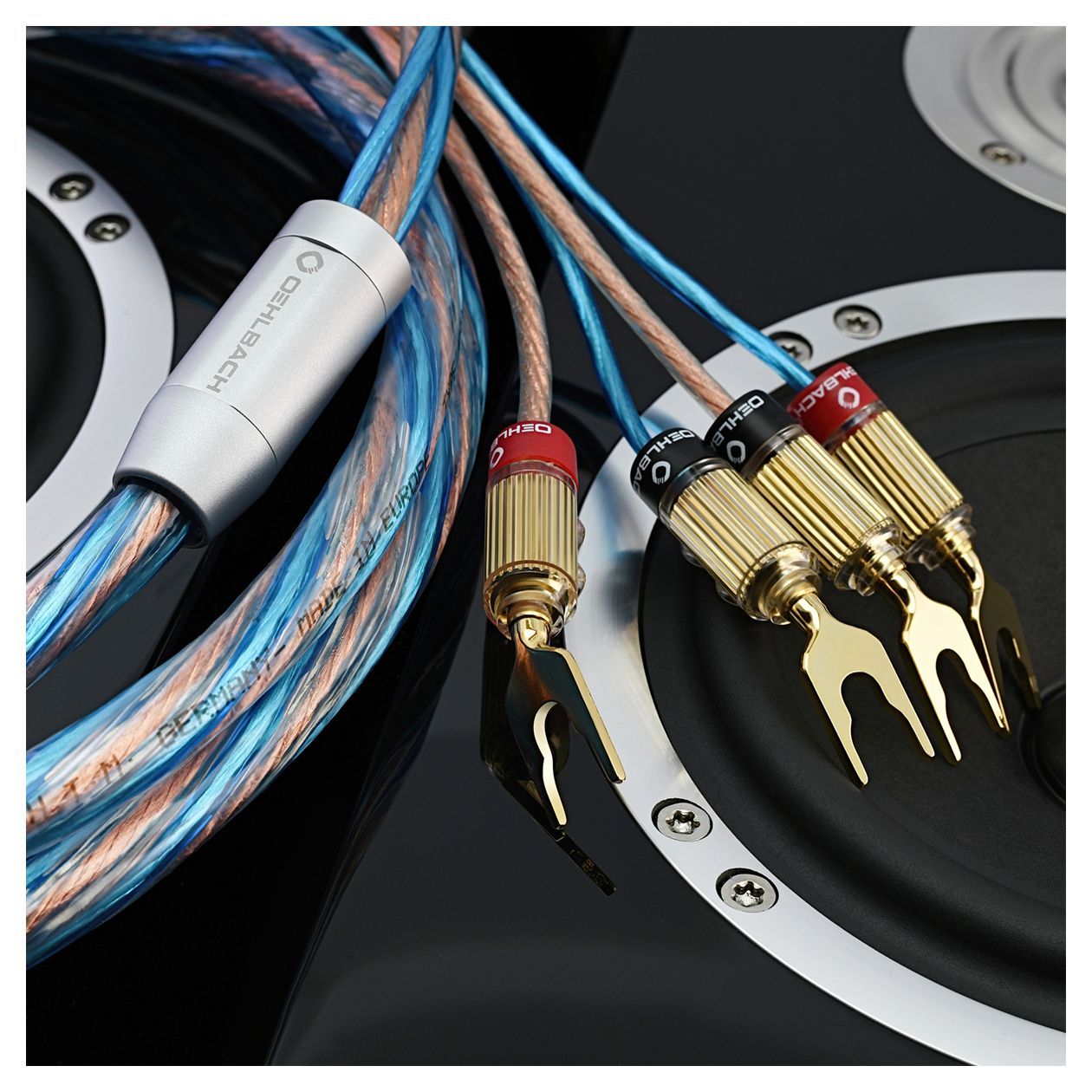 Bi-Tech 4.4L Lautsprecherkabel-Set Stecker Terminal auf Terminal 5 m  (Blau/Kupfer) 