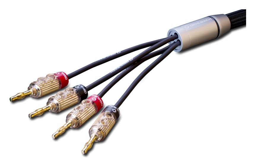 Fusion Four B Lautsprecherkabel-Set Stecker 4x Bananenstecker auf 2x Bananenstecker 5 m  (Schwarz) 