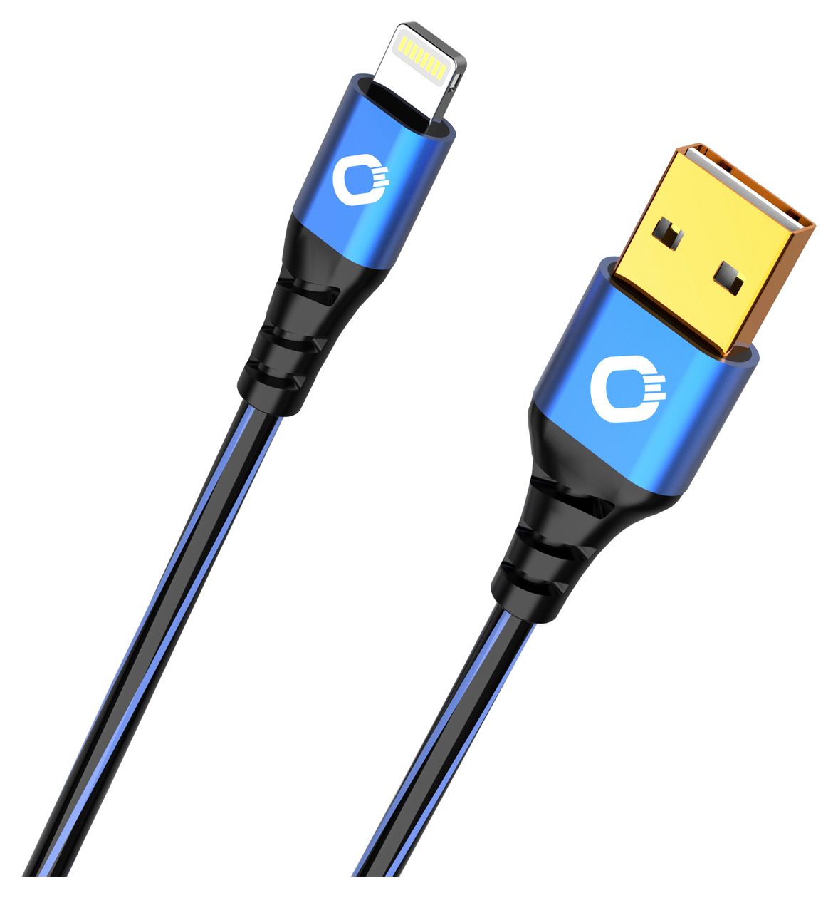 USB Plus Li 0,48 Gbit/s Stecker Rundkabel USB A auf Lightning 0,5 m  (Schwarz, Blau) 