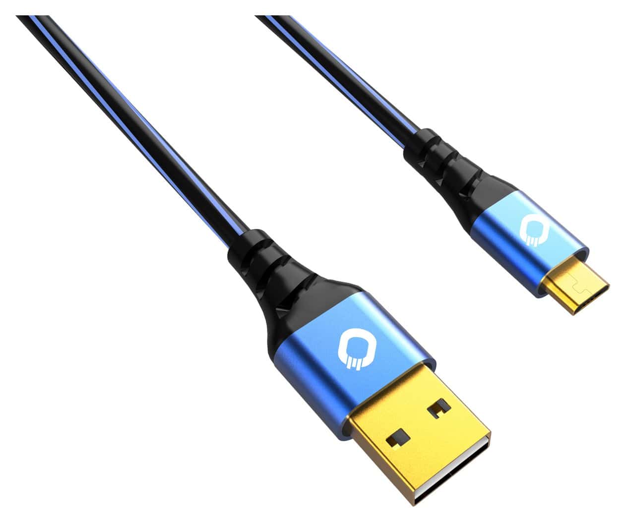 USB Plus Micro 0,48 Gbit/s Stecker Rundkabel USB A auf Micro-USB B 5 m  (Schwarz, Blau) 