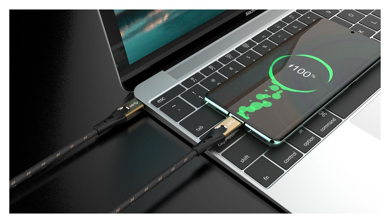 USB Primus CC 20 Gbit/s Rundkabel USB C auf USB C Männlich bis 40 W 2 m  (Schwarz, Gold) 