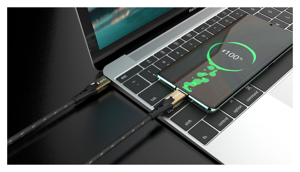 USB Primus CC 20 Gbit/s Rundkabel USB C auf USB C Männlich bis 40 W 3 m  (Schwarz, Gold) 