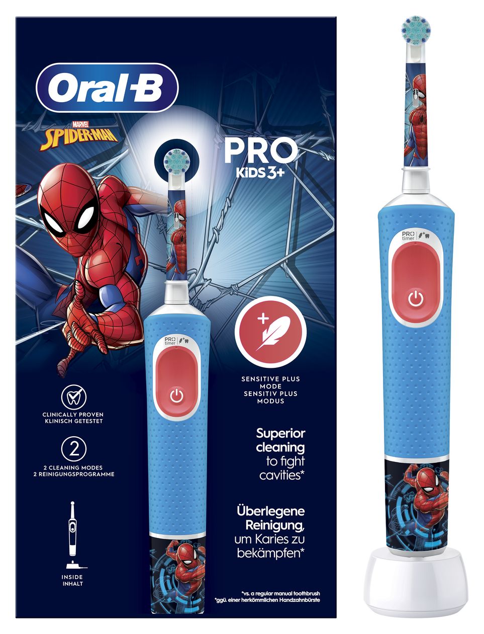 Pro Kids 3+ Spiderman Rotierende Zahnbürste für Kinder  (Mehrfarbig) 
