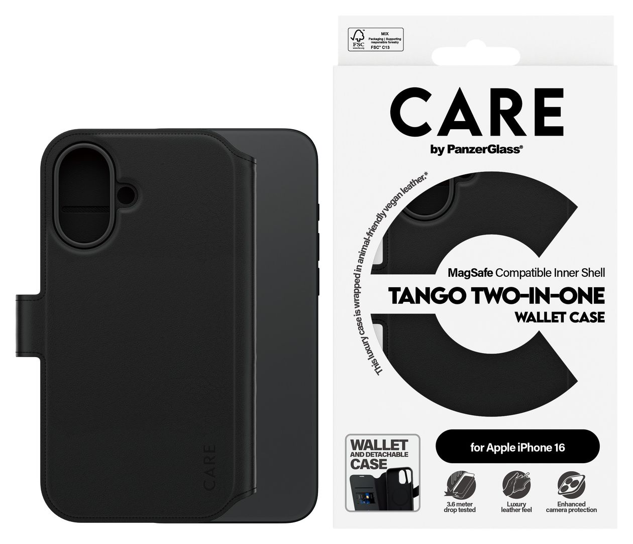 1329 Care Case Cover für Apple Apple - iPhone 16  (Schwarz) 