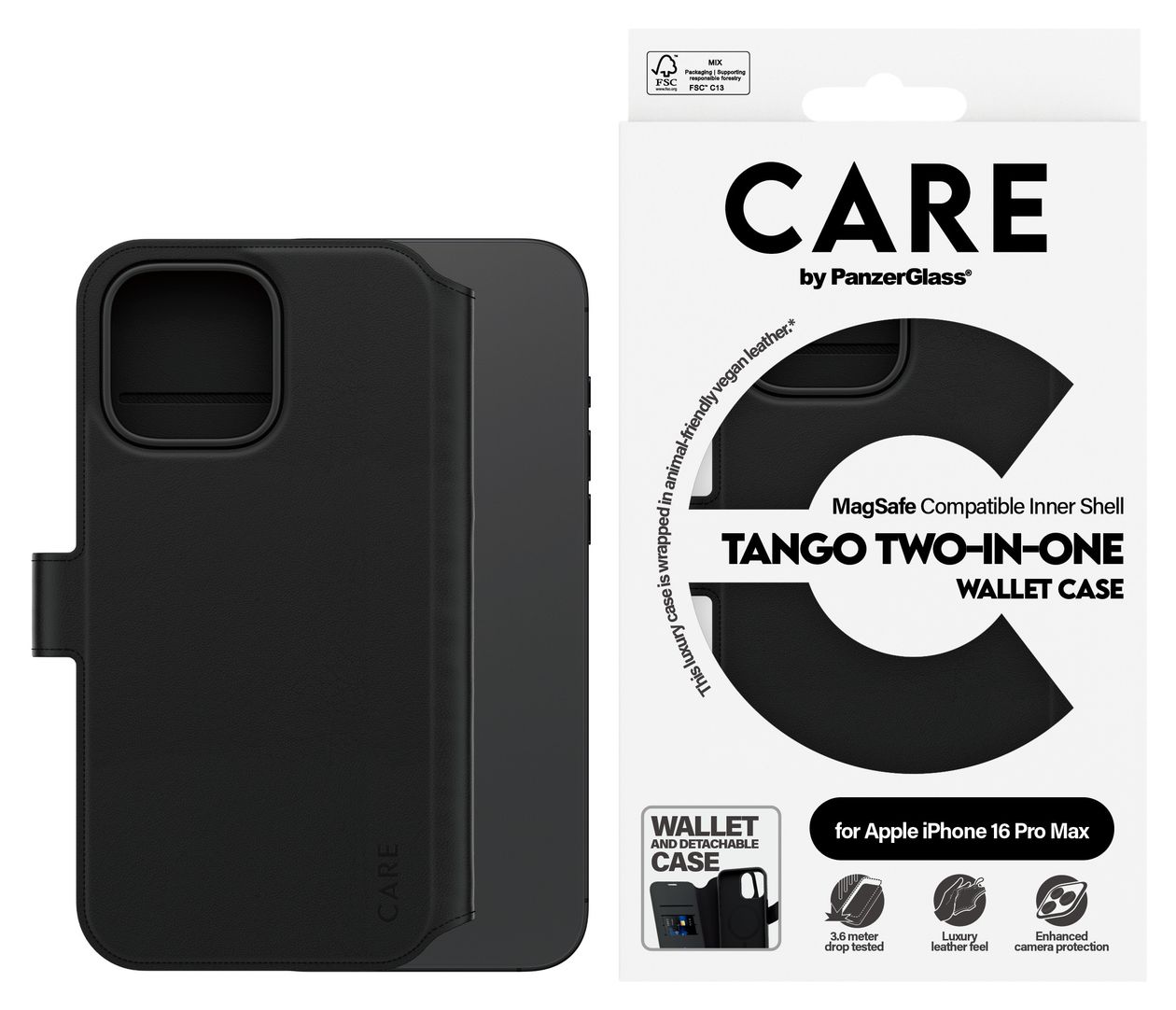 1332 Care Case Cover für Apple Apple - iPhone 16 Pro Max  (Schwarz) 