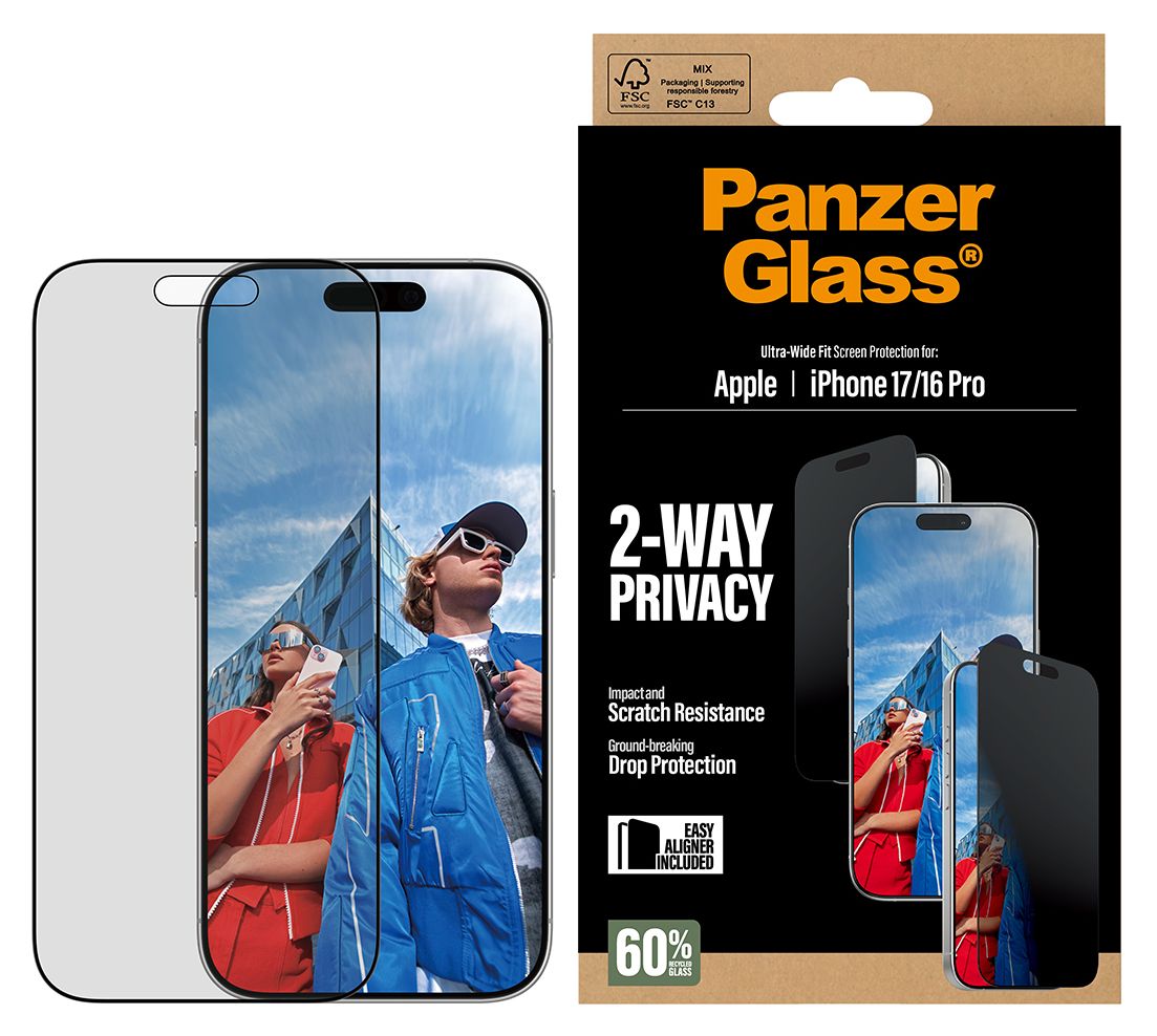 2-Way Privacy Klare Bildschirmschutzfolie gehärtetes Glas für Apple iPhone 17, iPhone 16 Pro 