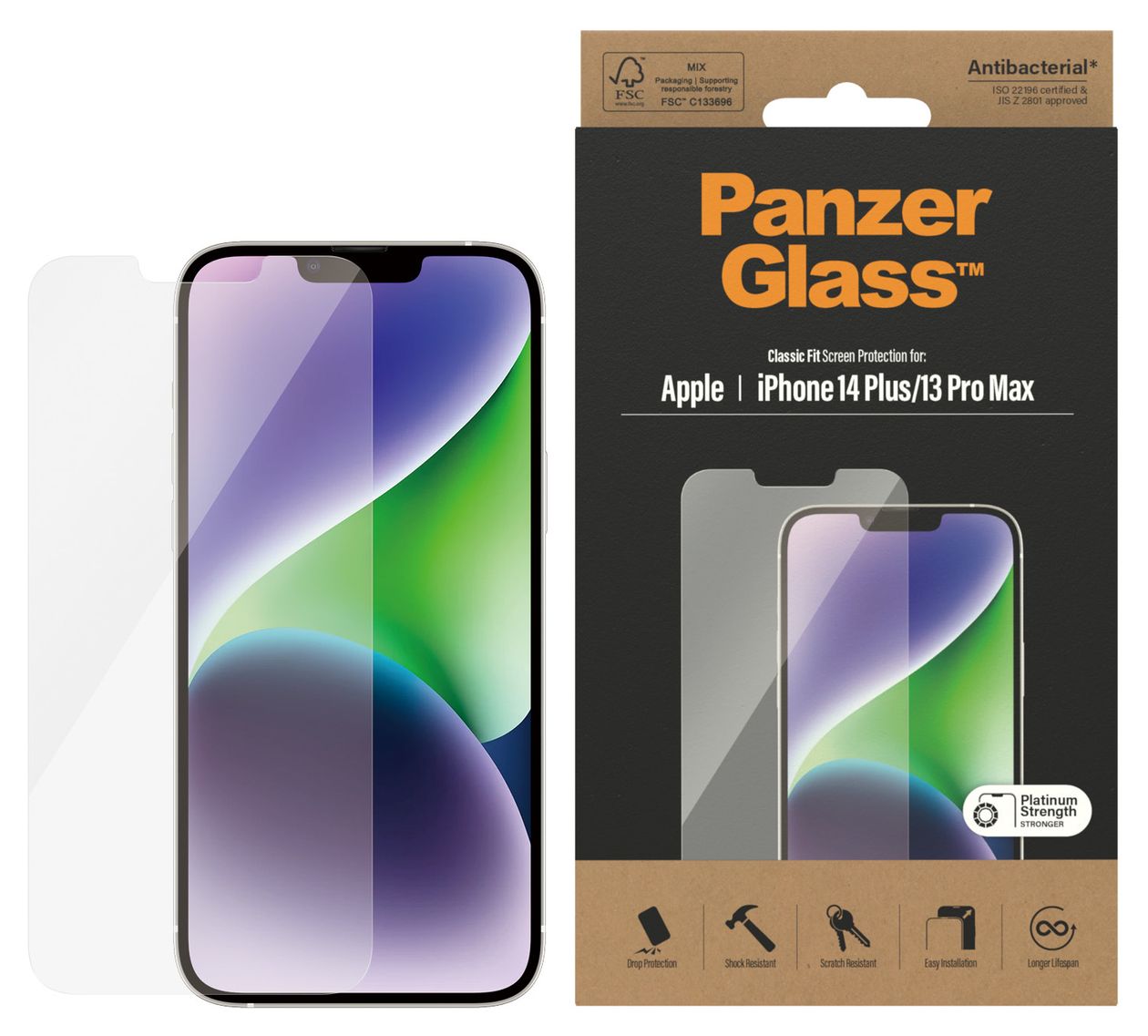2769 Screen Protector Klare Bildschirmschutzfolie Gehärtetes Glas, Polyethylenterephthalat, Silikon für  Apple iPhone 14 Plus, iPhone 13 Pro Max Kratzresistent, Schockresistent 