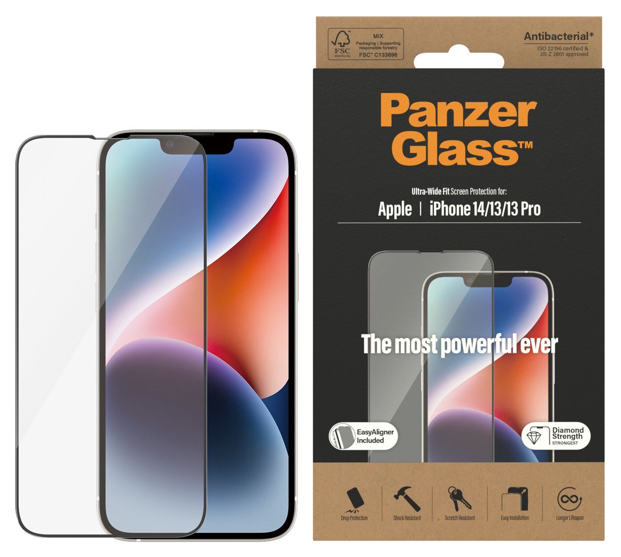 2783 Screen Protector Klare Bildschirmschutzfolie Gehärtetes Glas, Polyethylenterephthalat, Silikon für  Apple iPhone 14, iPhone 13, iPhone 13 Pro Kratzresistent, Schockresistent 