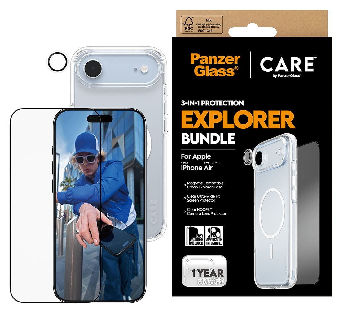 3-in-1 Explorer Set Klare Bildschirmschutzfolie TPU, Gehärtetes Glas, Polyethylenterephthalat, Silikon für Apple iPhone Air 