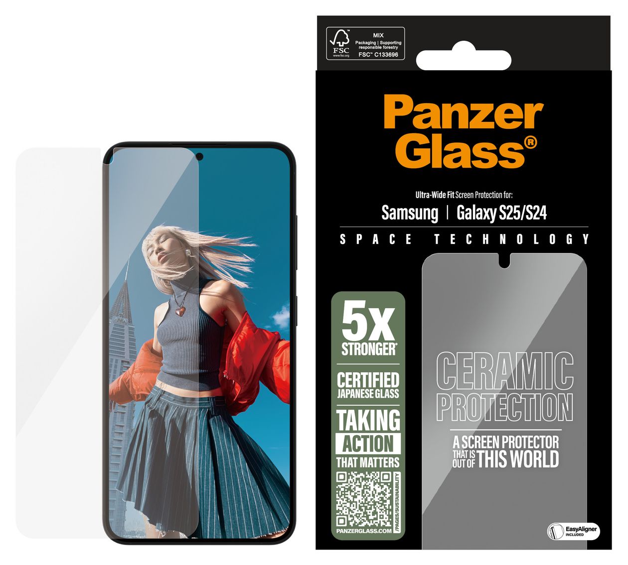38388 Ceramic Screen Protector Klare Bildschirmschutzfolie Gehärtetes Glas, Polyethylenterephthalat, Silikon für  Samsung Galaxy S25, Galaxy S24 Kratzresistent, Schockresistent 
