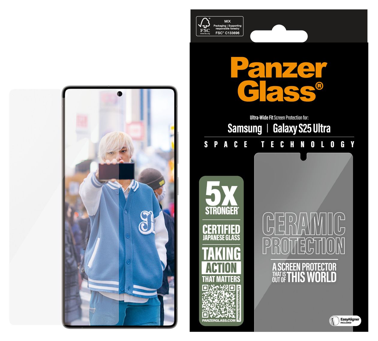 38488 Ceramic Screen Protector Klare Bildschirmschutzfolie Gehärtetes Glas, Polyethylenterephthalat, Silikon für  Samsung Galaxy S25 Ultra Kratzresistent, Schockresistent 
