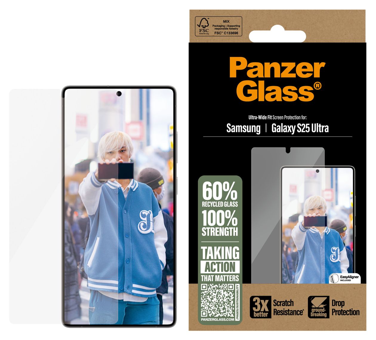 38488 Screen Protector Klare Bildschirmschutzfolie Gehärtetes Glas, Polyethylenterephthalat, Silikon für  Samsung Galaxy S25 Ultra Kratzresistent, Schockresistent 