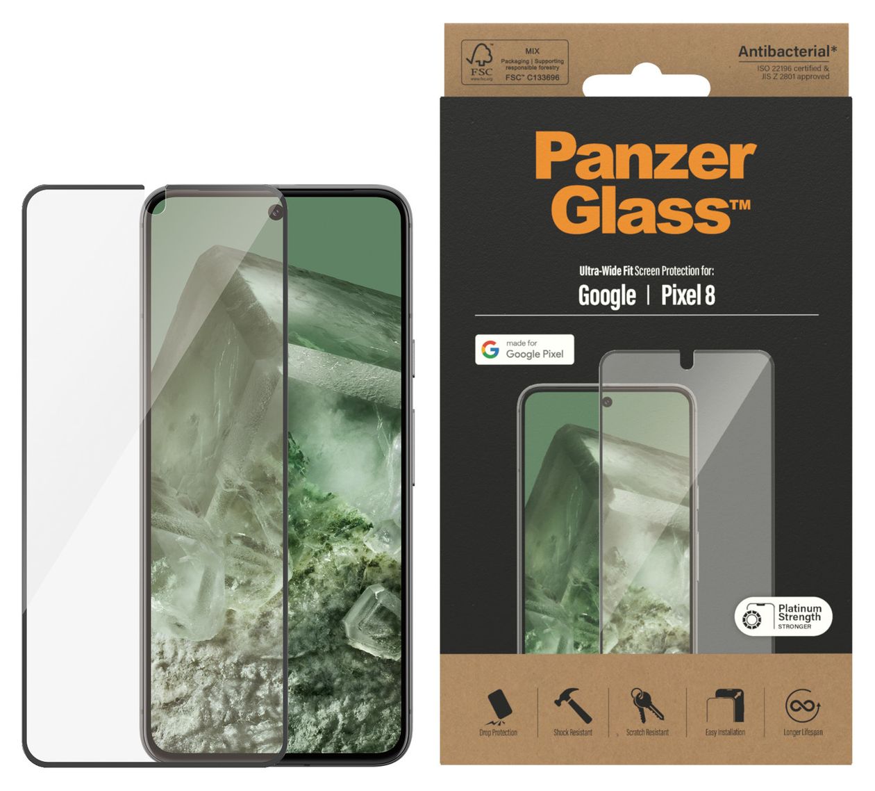 4779 Screen Protector Klare Bildschirmschutzfolie Gehärtetes Glas, Polyethylenterephthalat, Silikon für  Google Pixel 8 Kratzresistent, Schockresistent 